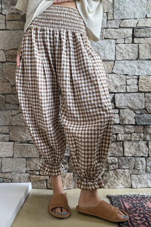 Nonni Gingham Bloomer Pant Hazelnut